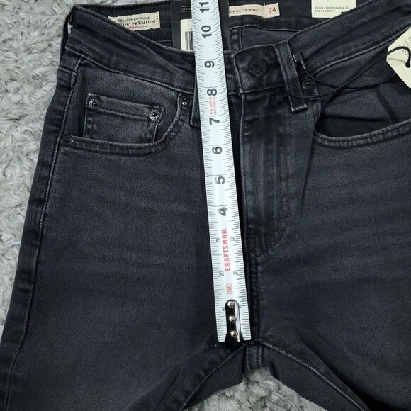 Levi's Premium 721 High Rise Skinny Jeans Black Gray Size 24x30 Stellar Stretch - Picture 11 of 11